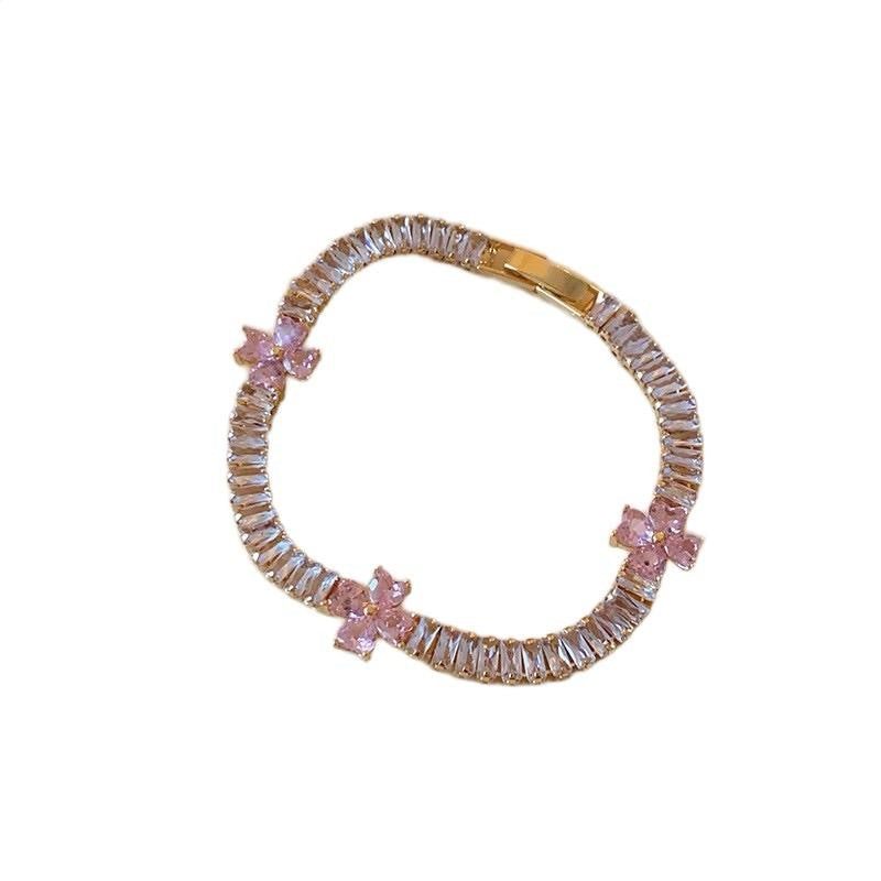 Pink Zircon Butterfly Charm Bracelet
