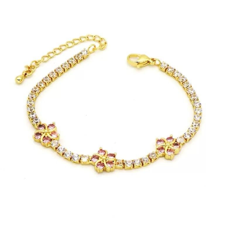 Gold Floral Tennis Bracelet