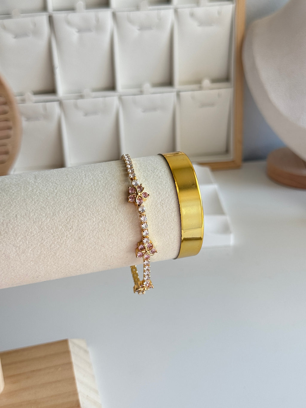 Gold Floral Tennis Bracelet