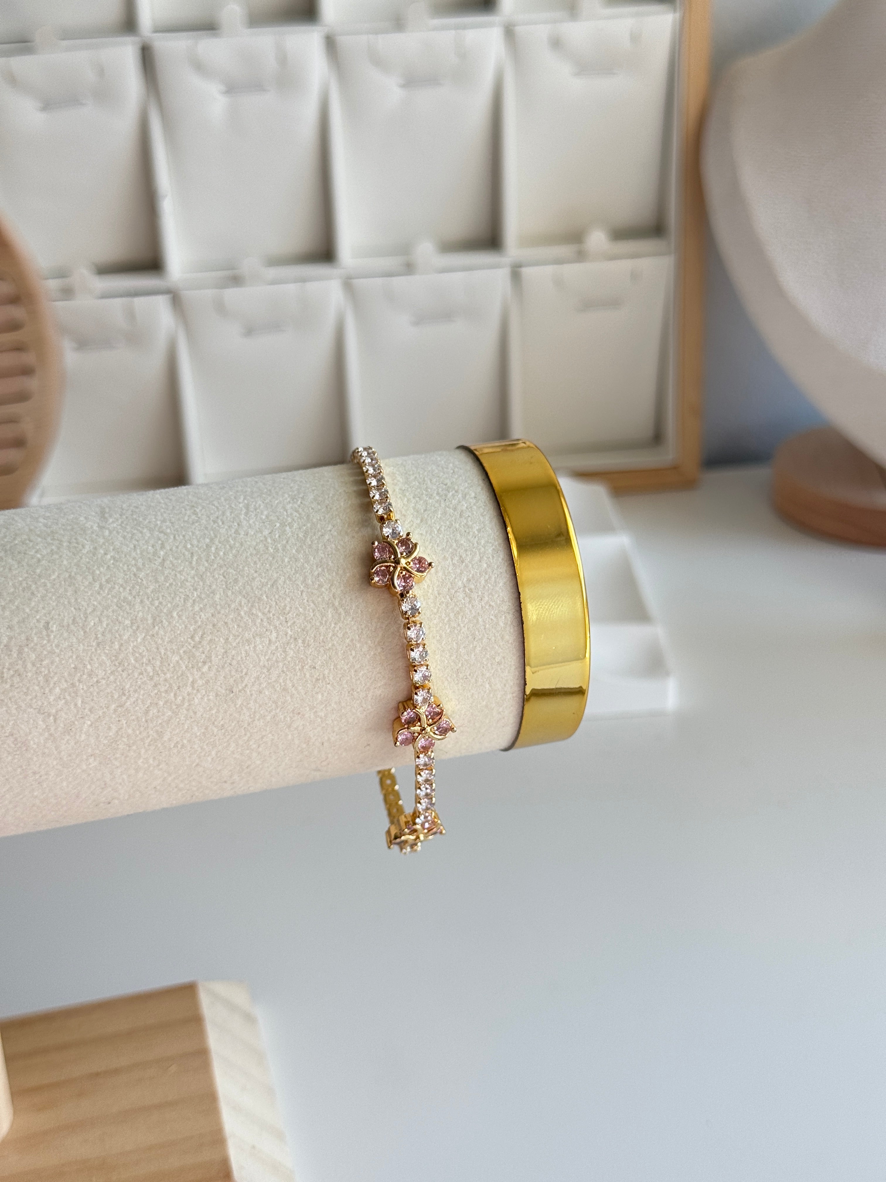 Gold Floral Tennis Bracelet