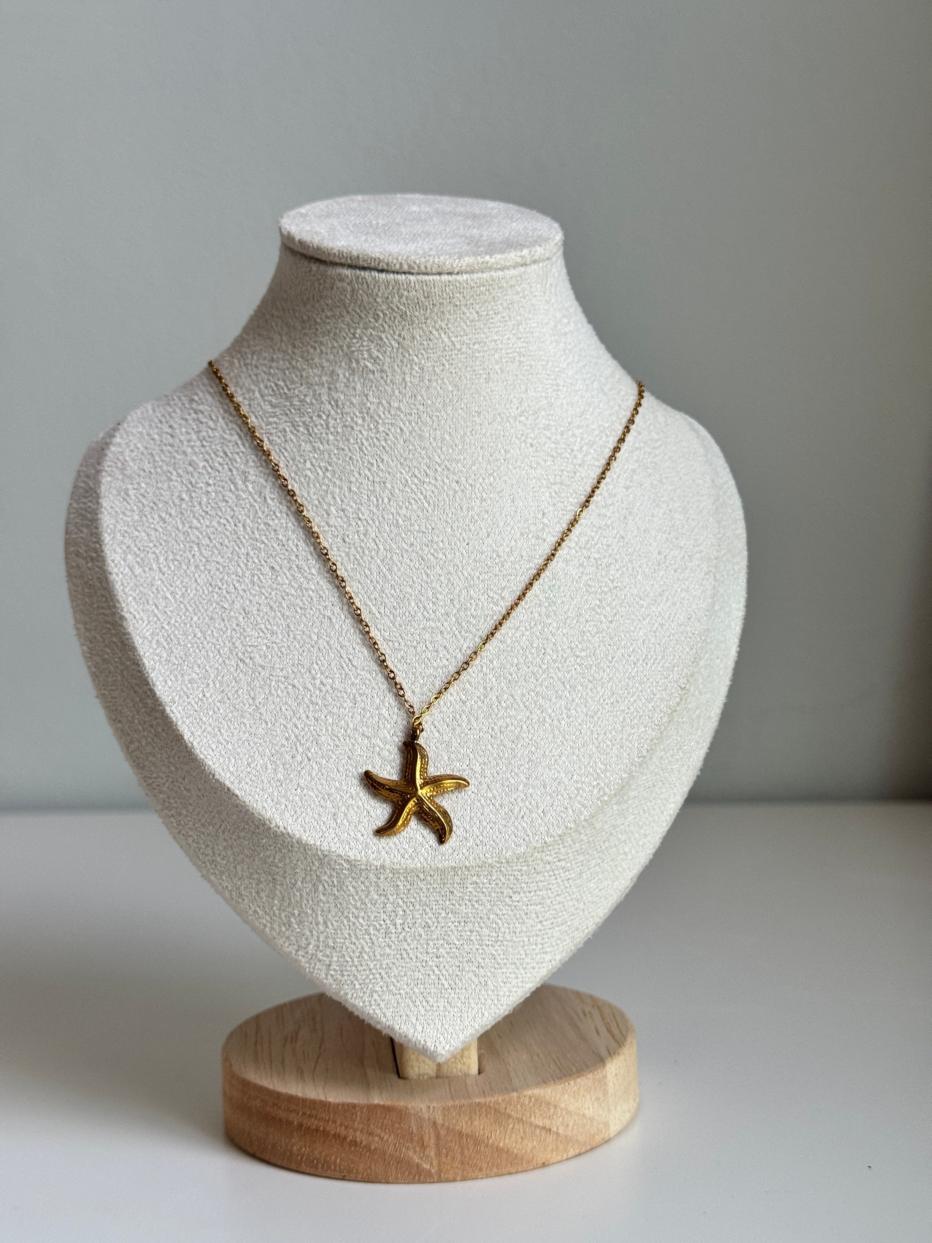 Golden Starfish Pendant Necklace