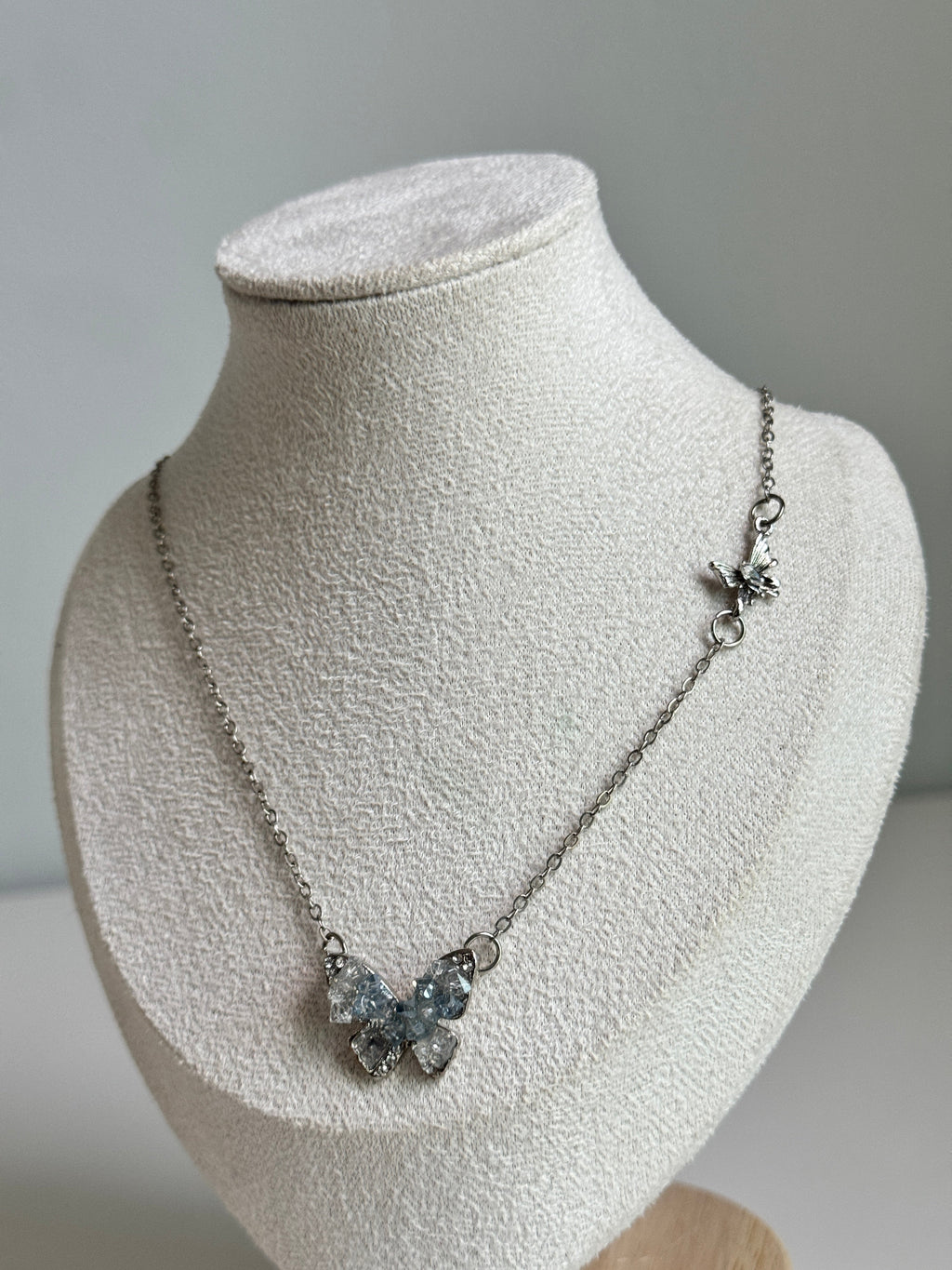Frosted Butterfly Necklace – Silver