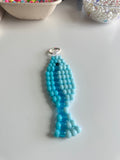 Blue Fish Pony Bead Keychain