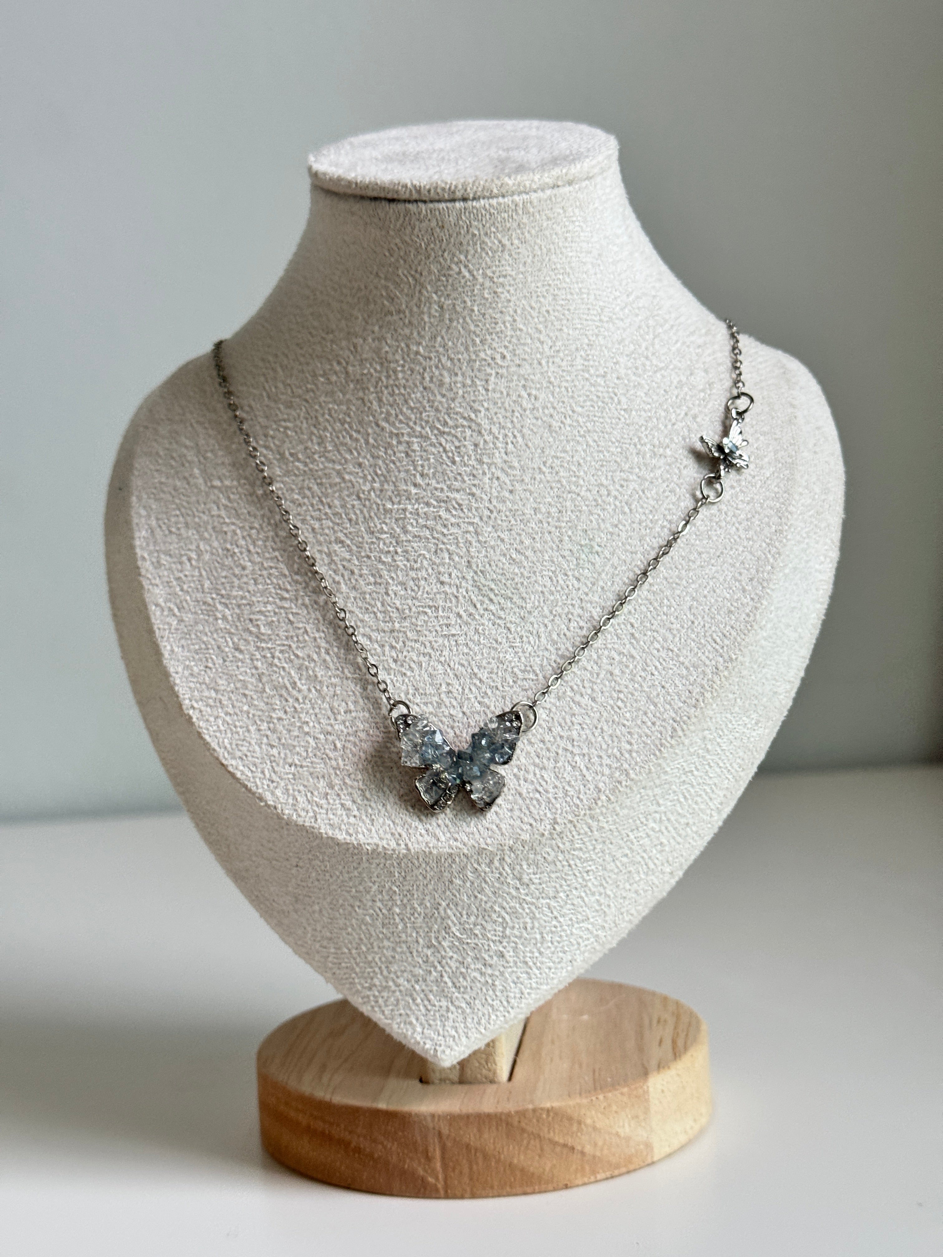 Frosted Butterfly Necklace – Silver