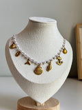 Coastal Pearl Charm Necklace – Gold