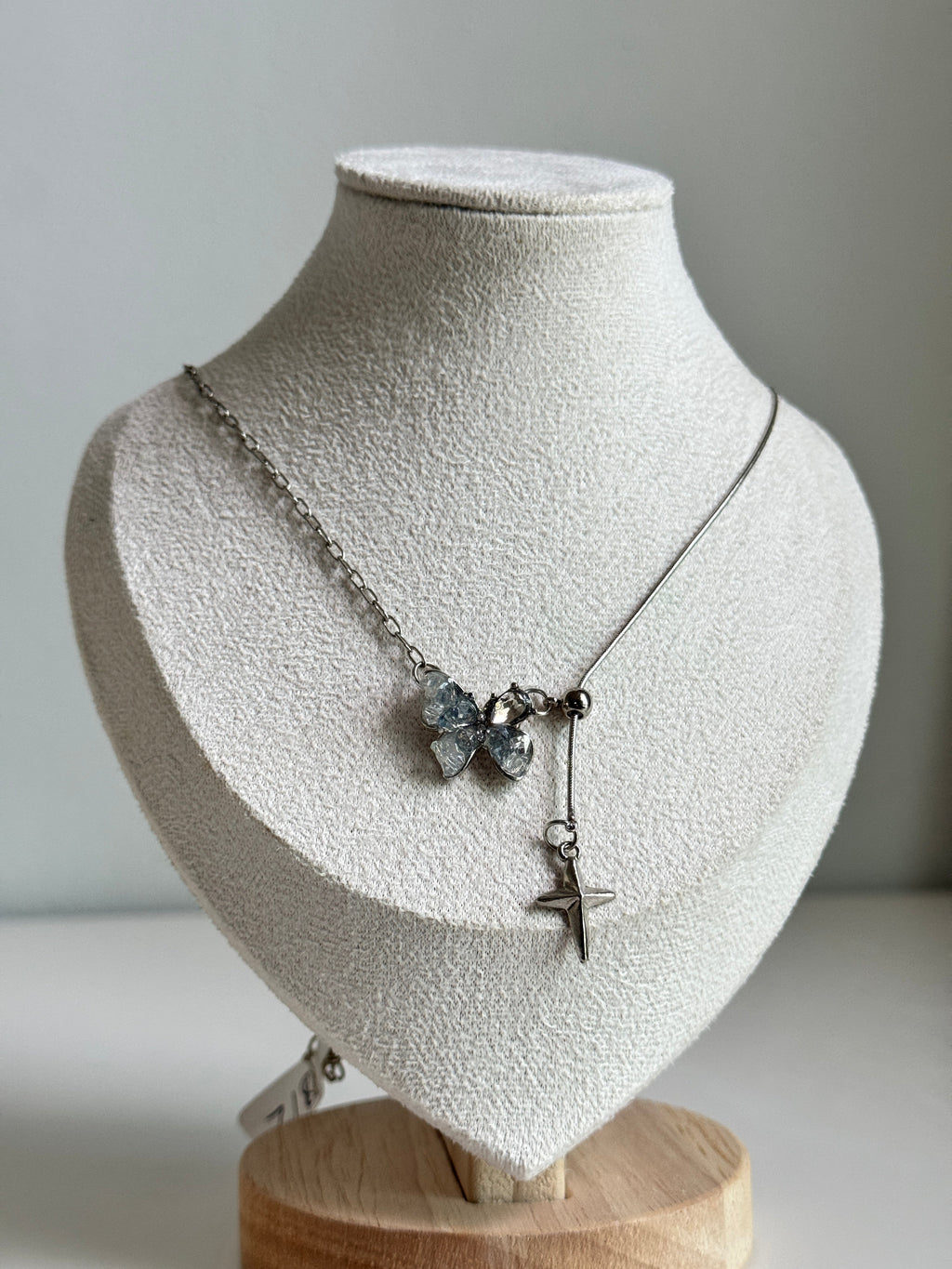 Celeste Butterfly Drop Necklace – Silver