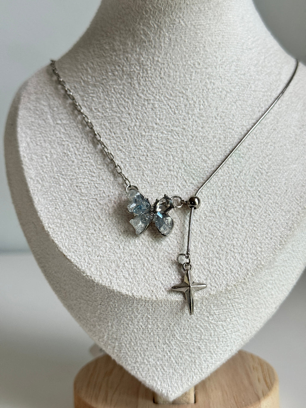 Celeste Butterfly Drop Necklace – Silver