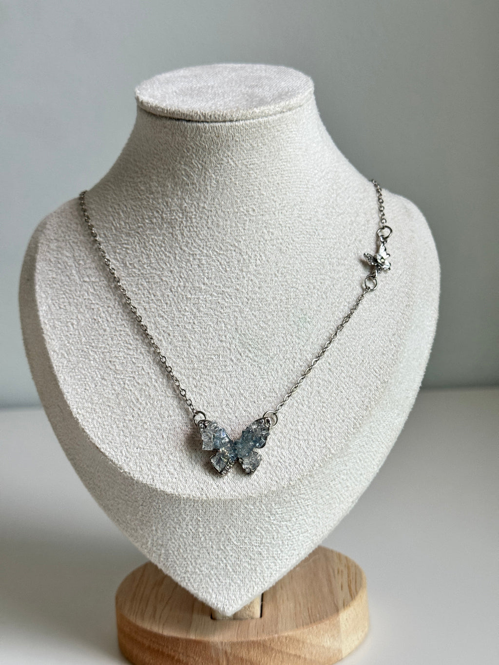 Frosted Butterfly Necklace – Silver