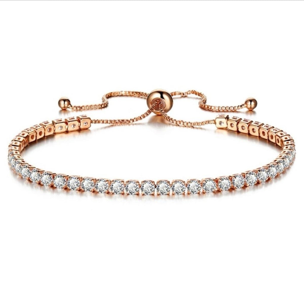 Gold Plated Adjustable Crystal Tennis Bracelet – Multiple Colors