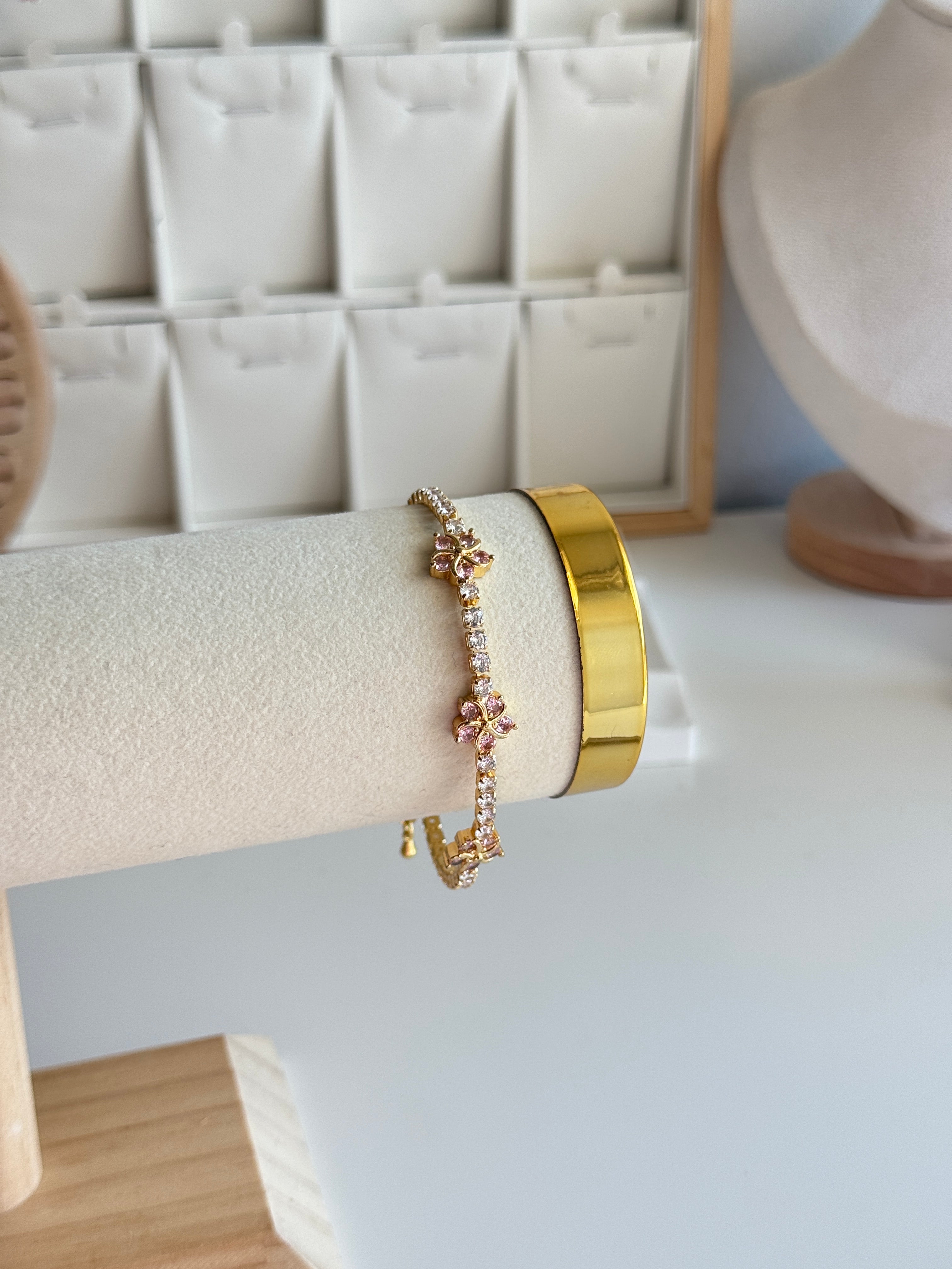 Gold Floral Tennis Bracelet
