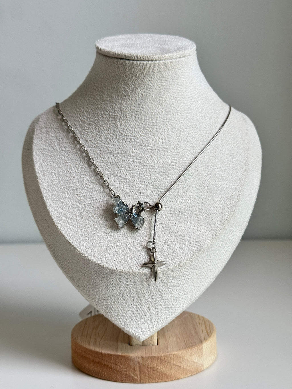 Celeste Butterfly Drop Necklace – Silver