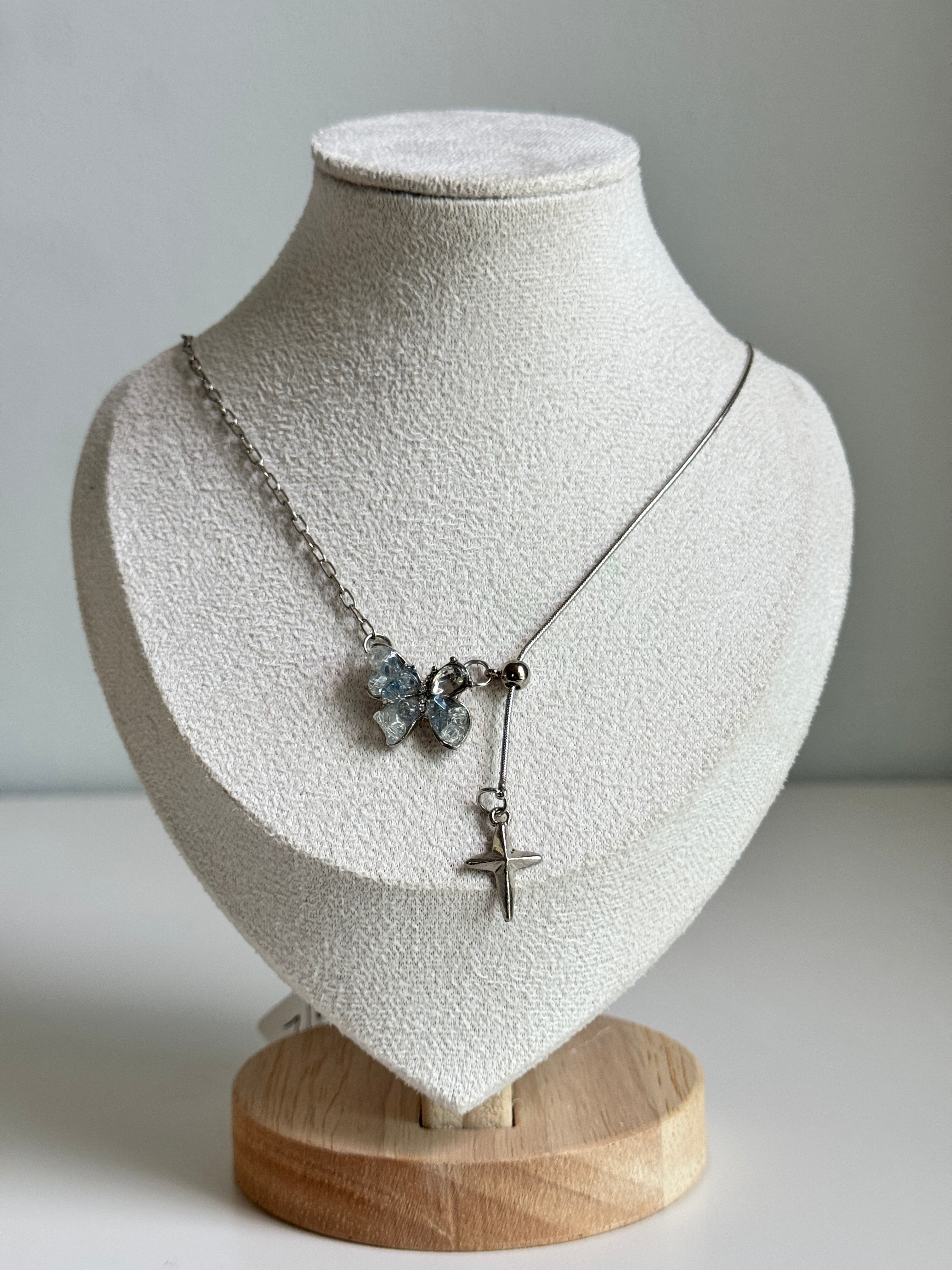 Celeste Butterfly Drop Necklace – Silver
