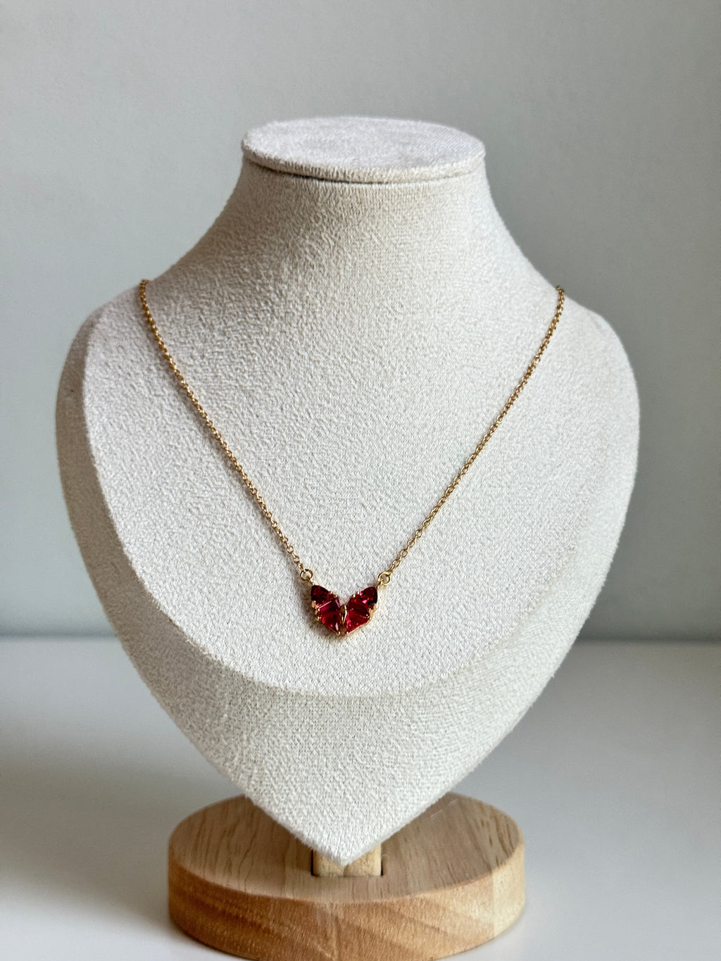 Pink Butterfly Heart Necklace