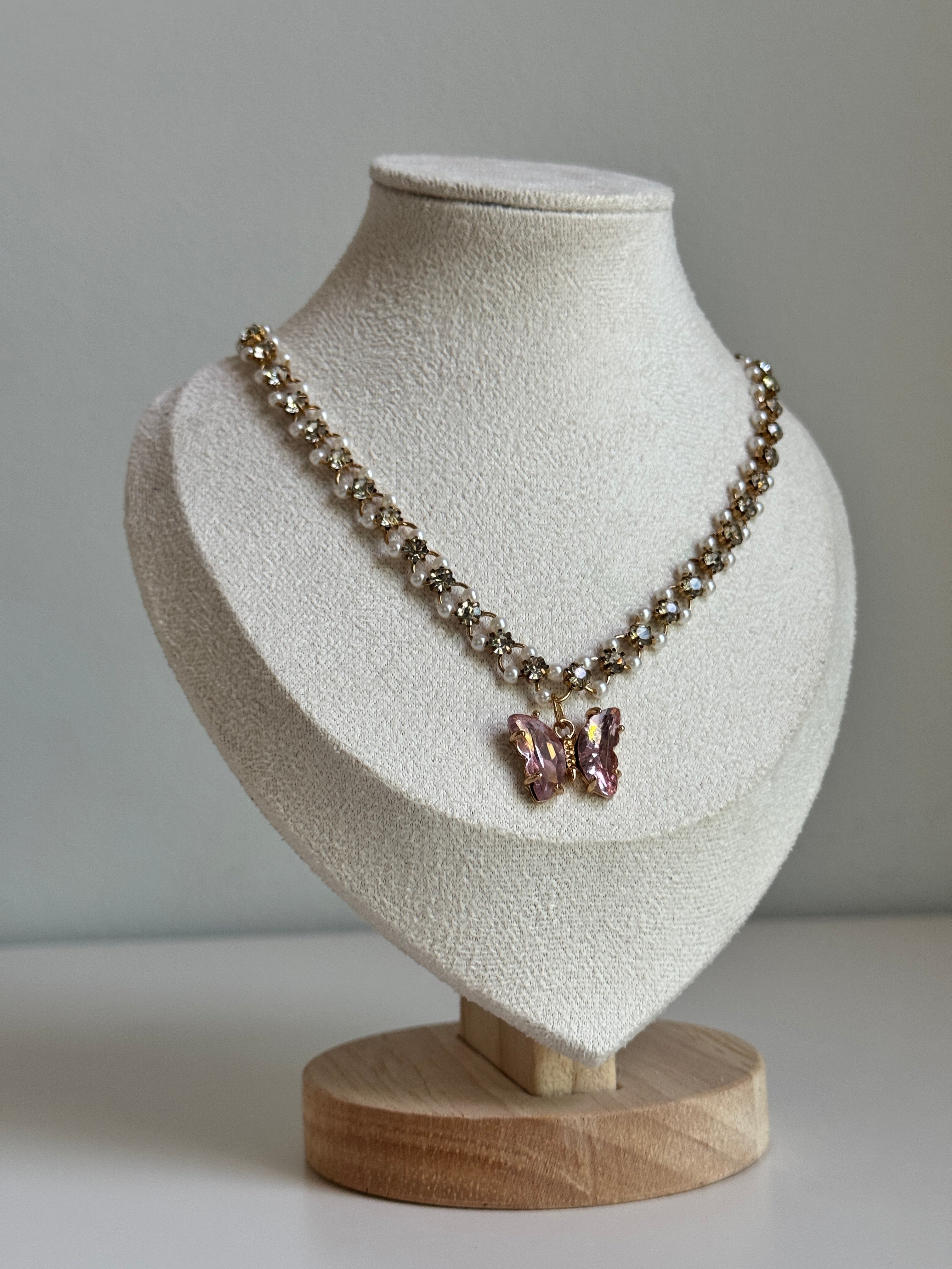 Blush Butterfly Crystal Necklace