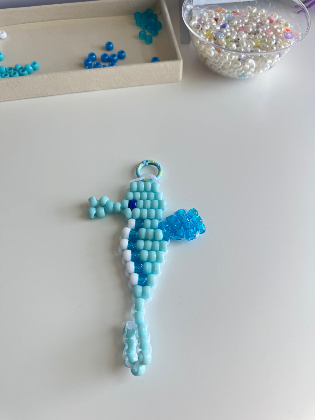 Pony Bead Sea Horse keychain
