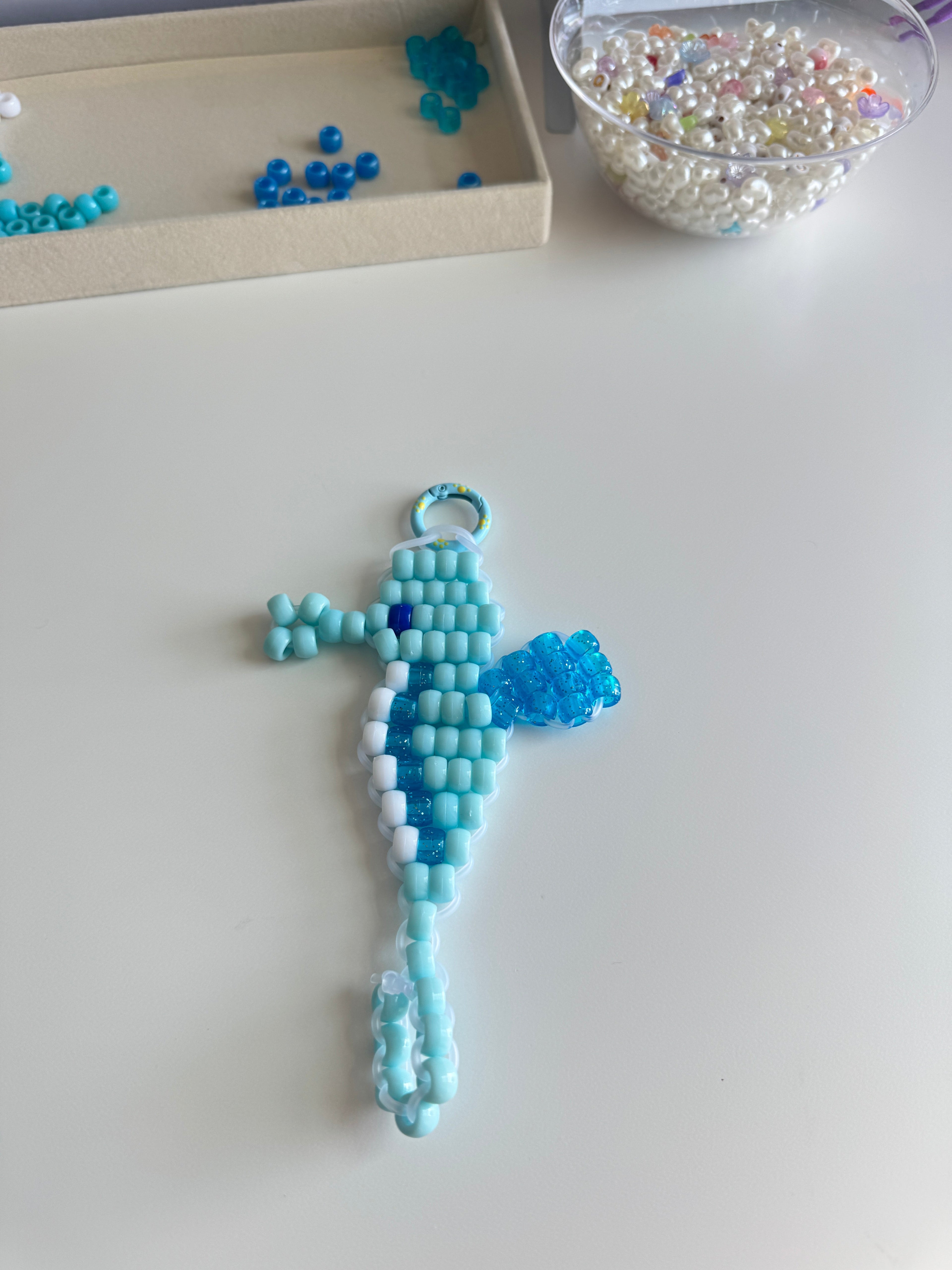 Pony Bead Sea Horse keychain