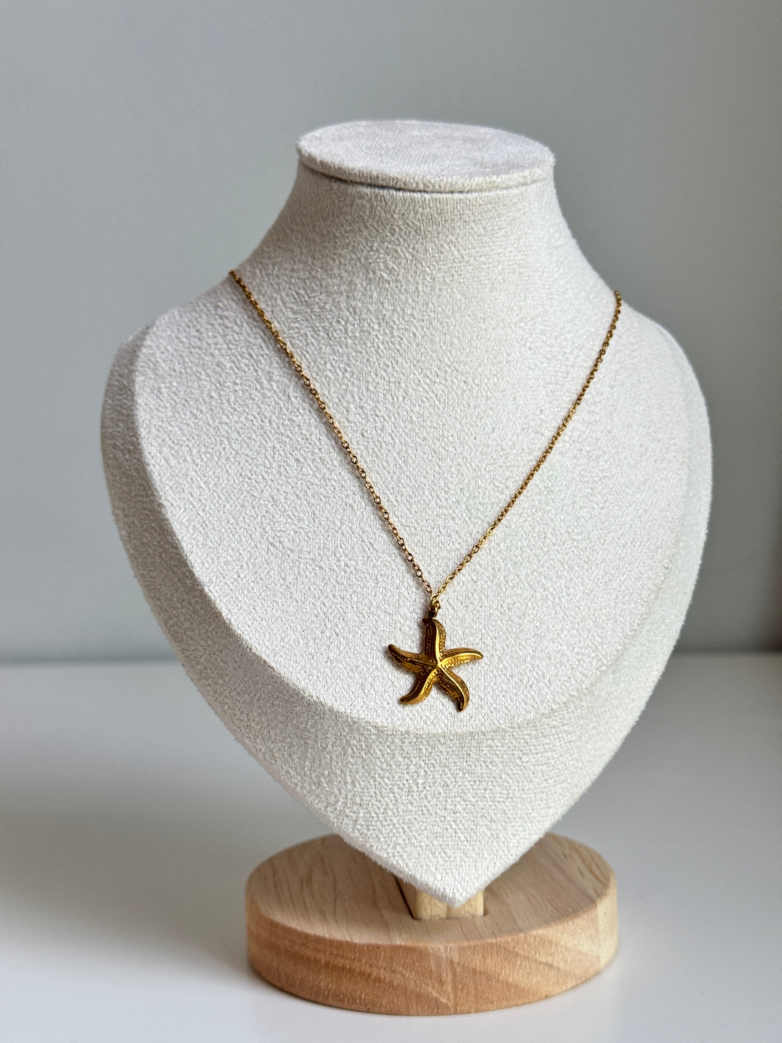 Golden Starfish Pendant Necklace