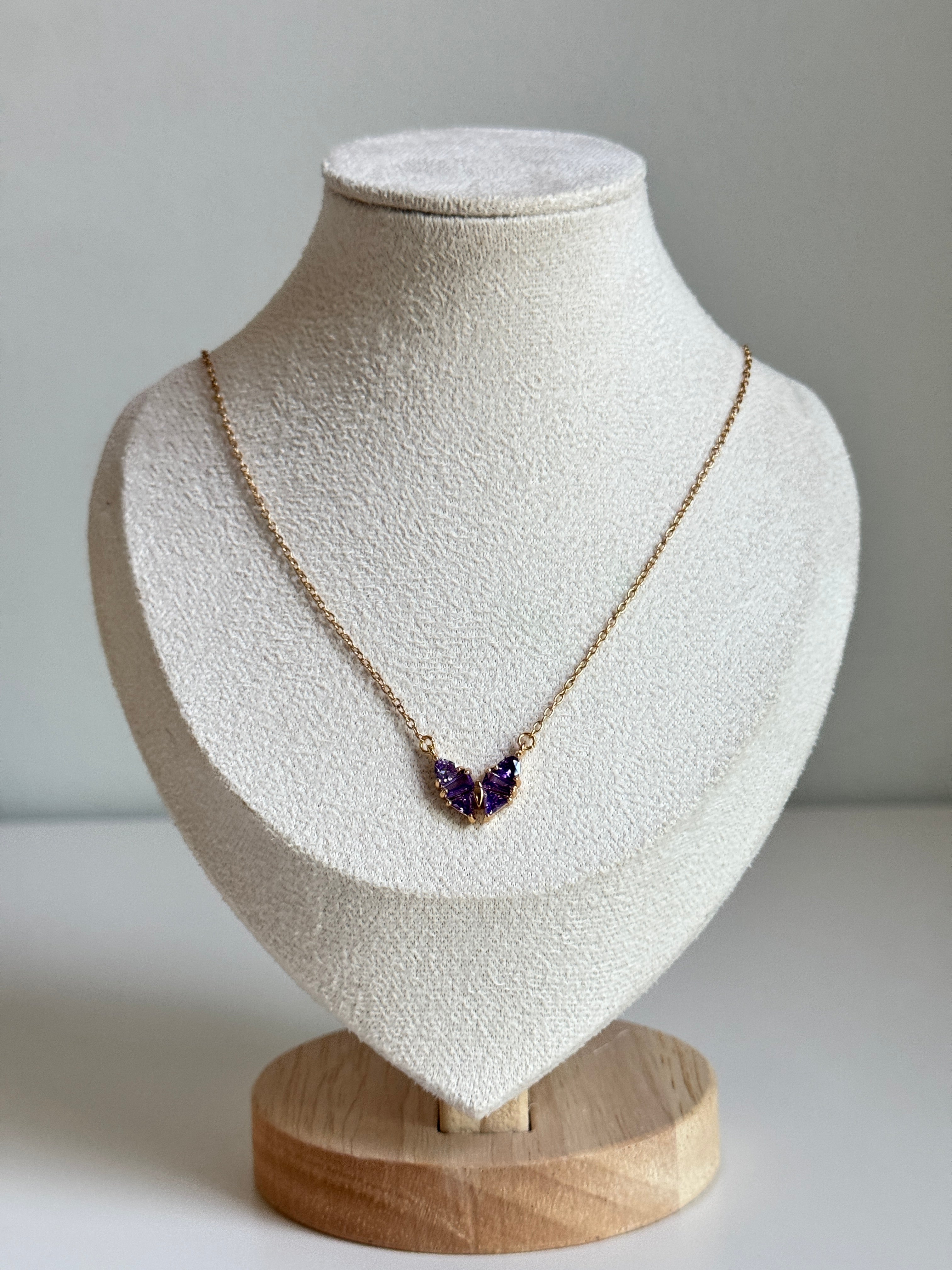 Purple Butterfly Heart Necklace