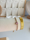 Pink heart  Adjustable Gold Bracelet