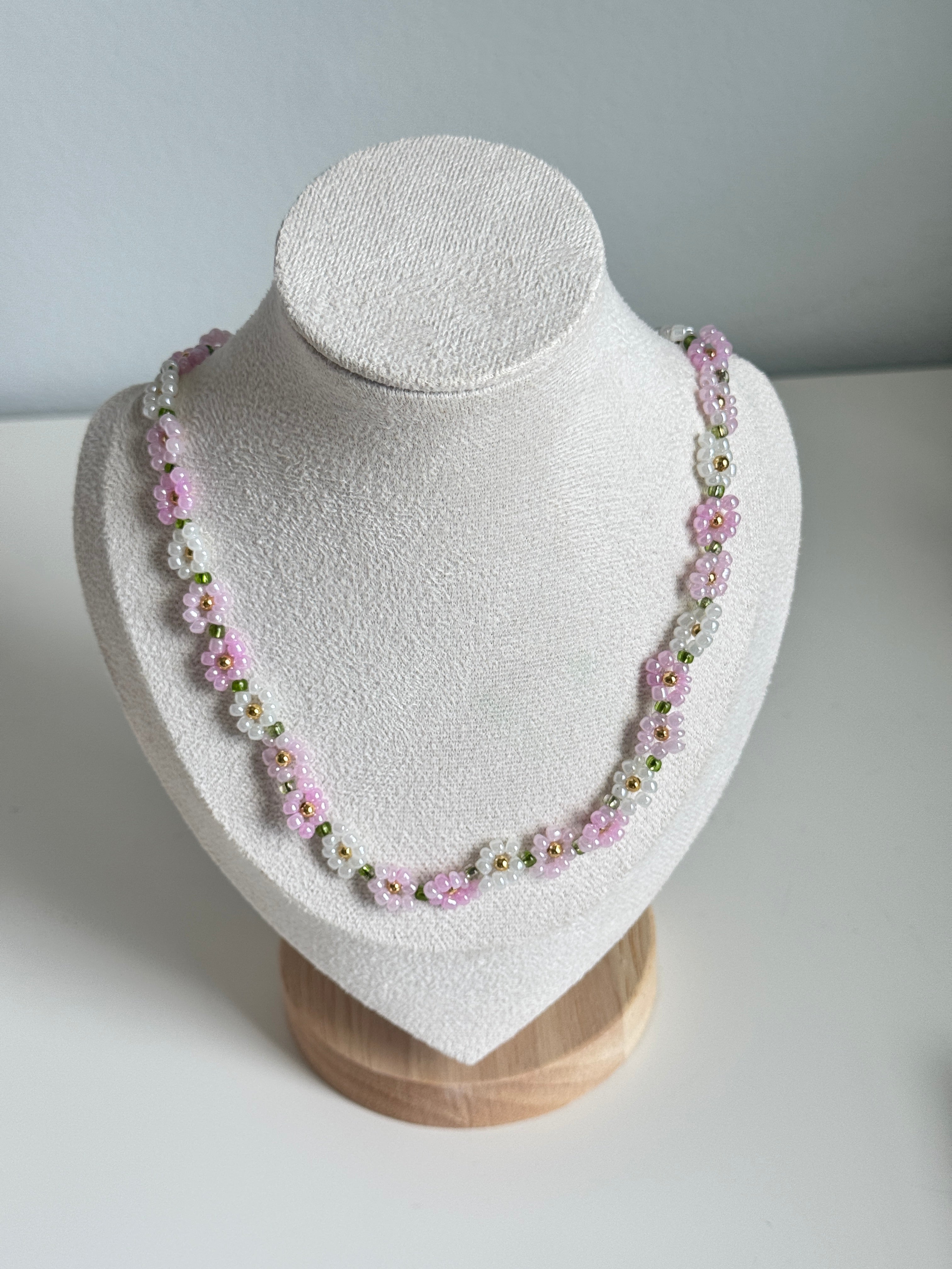 Blush Daisy Beaded Necklace
