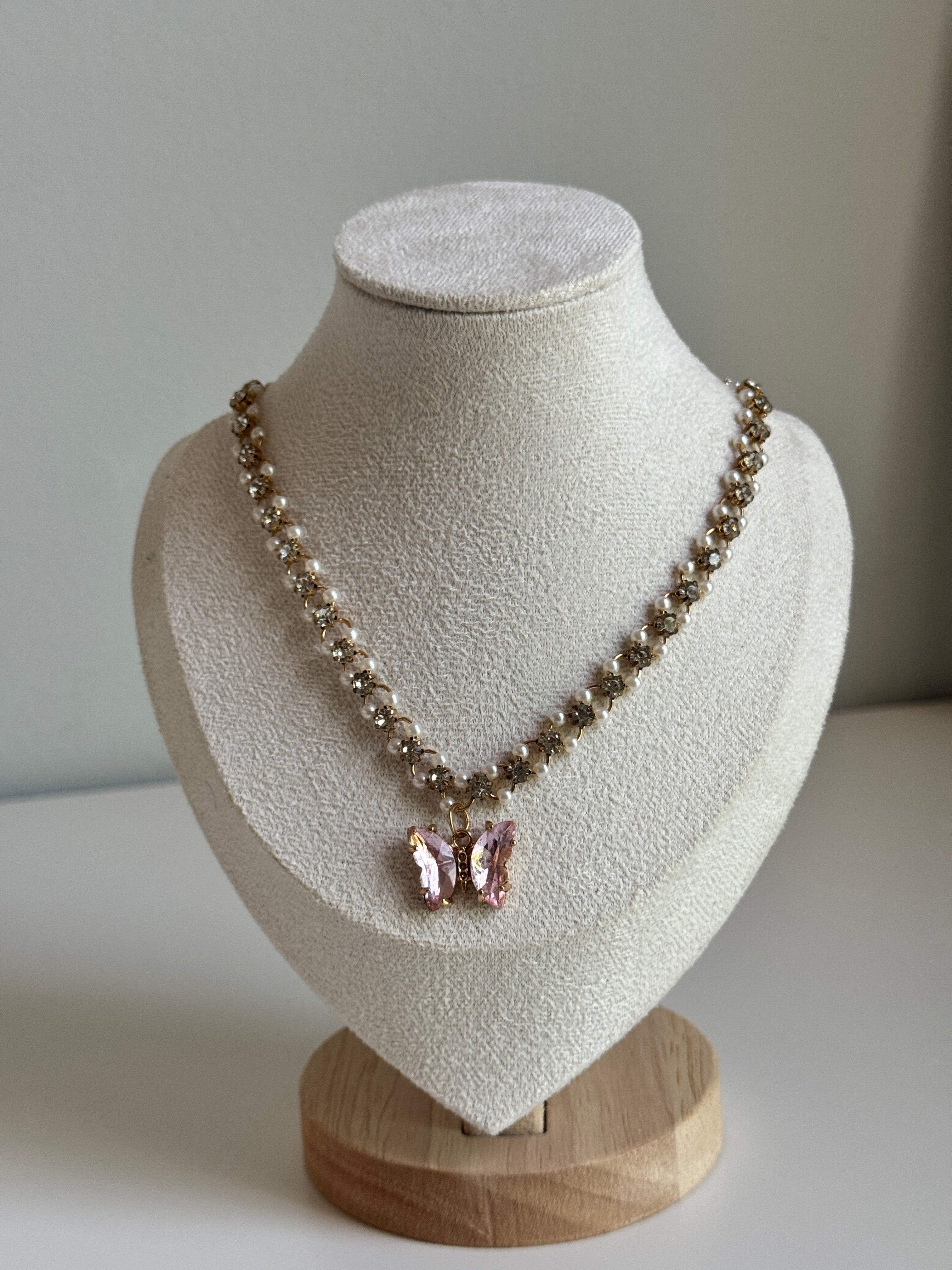 Blush Butterfly Crystal Necklace