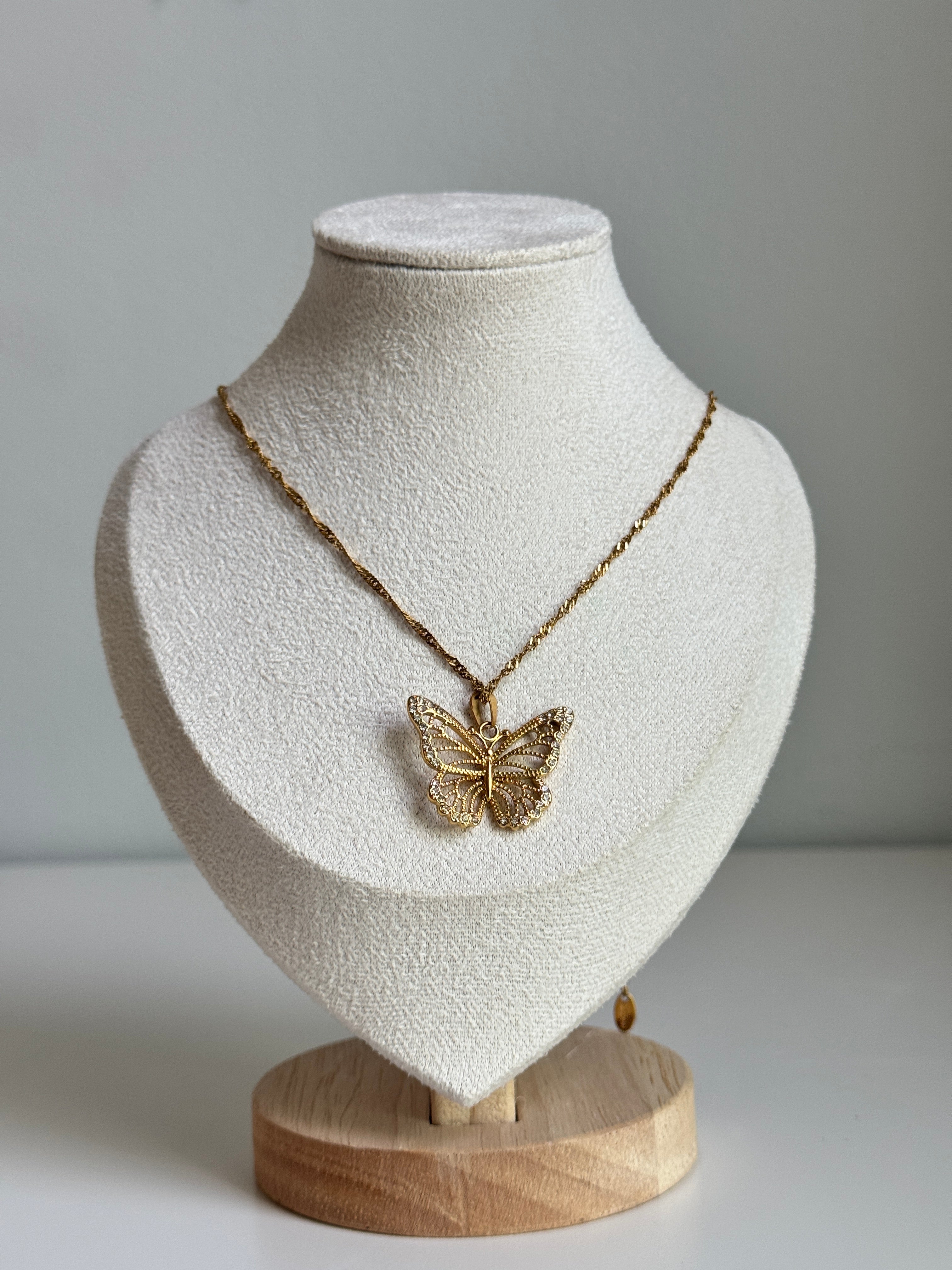 Golden Flutter Butterfly Necklace