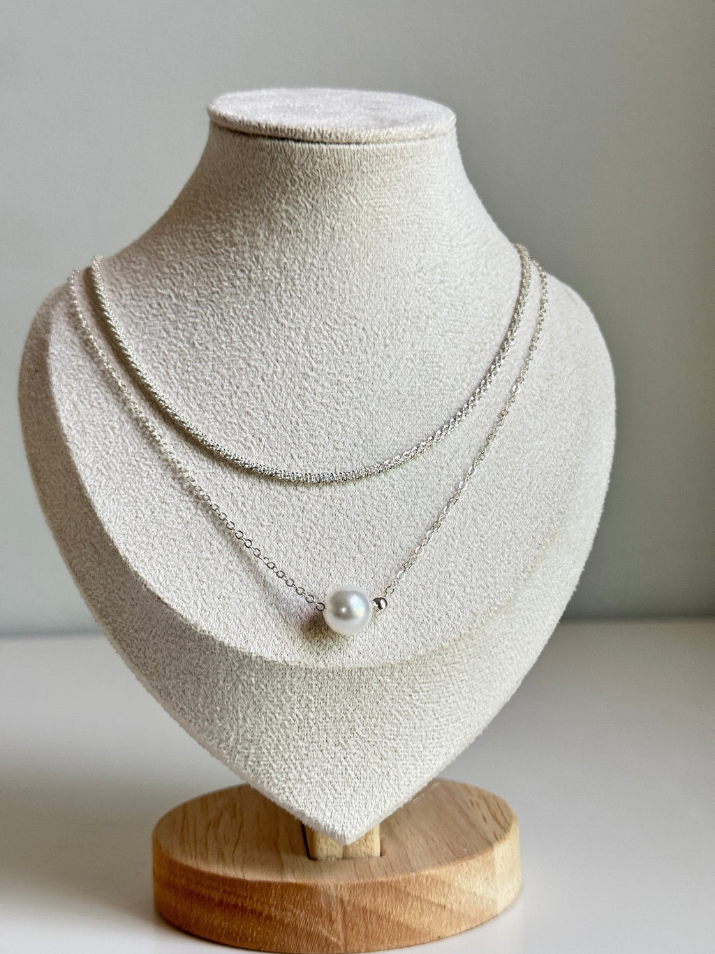 Pearl Glow Layered Necklace – Silver