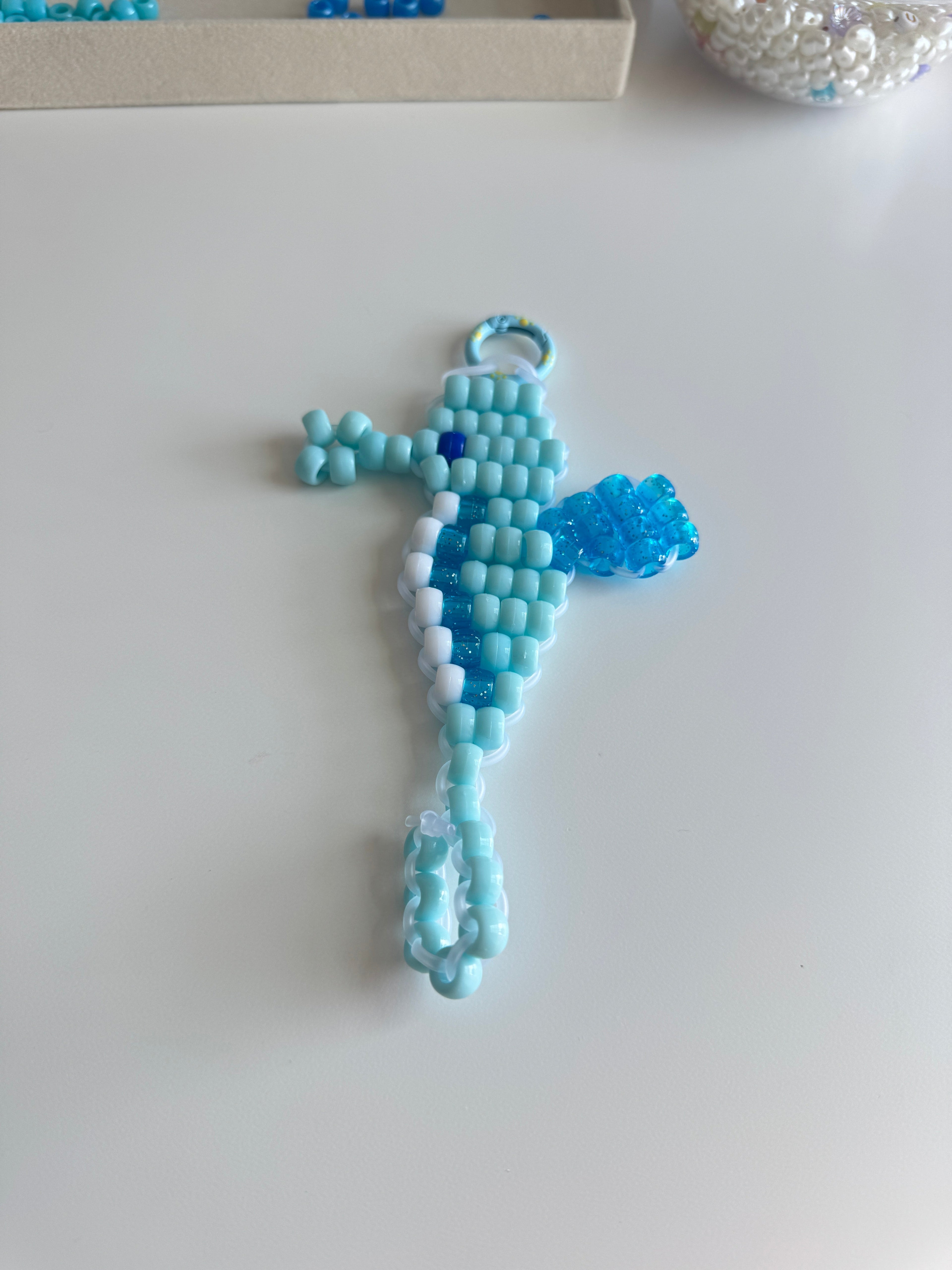 Pony Bead Sea Horse keychain