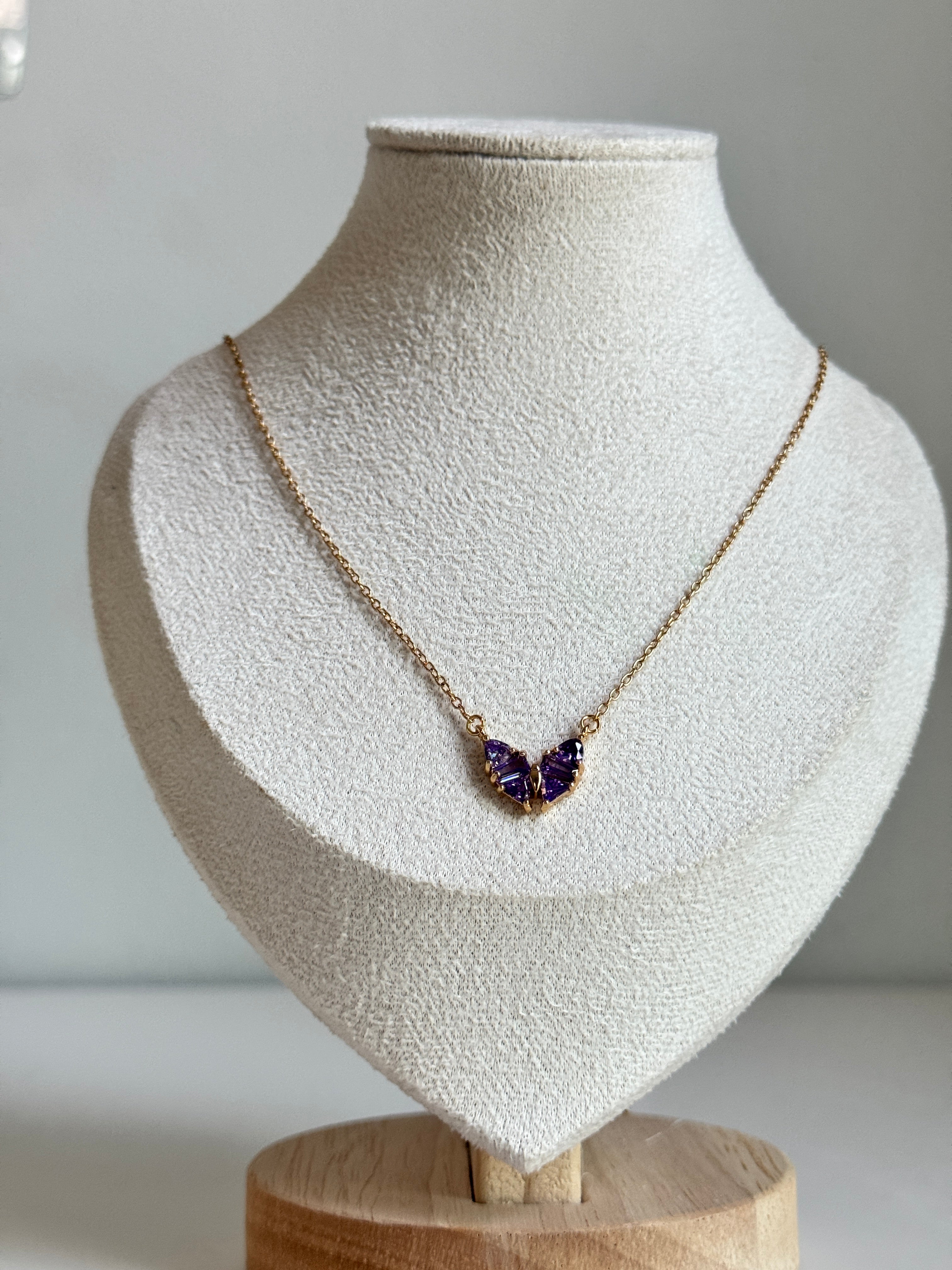 Purple Butterfly Heart Necklace
