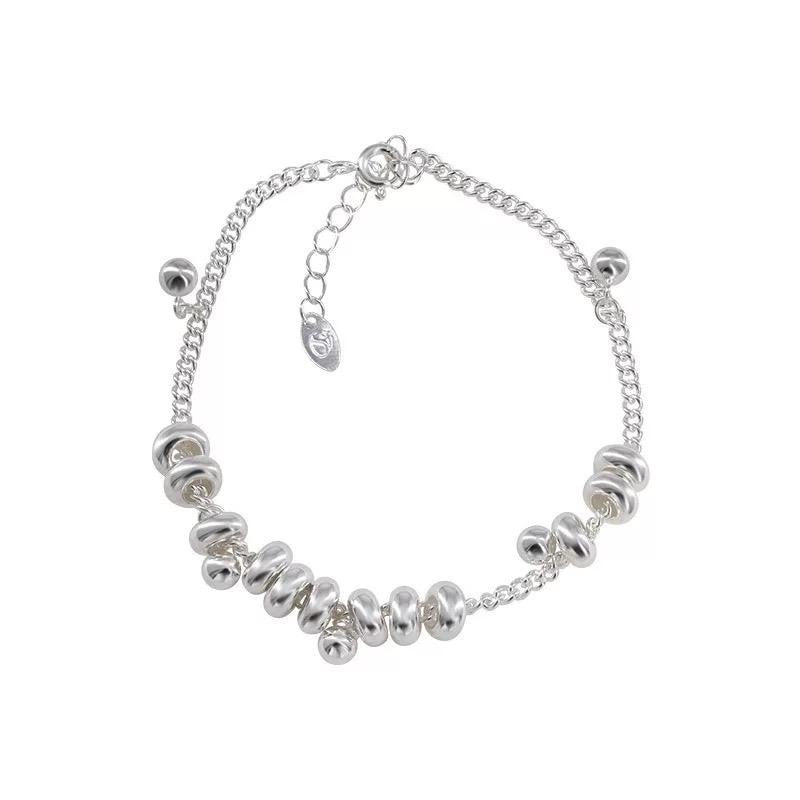 Silver Beaded Charm Bracelet – Adjustable Chain