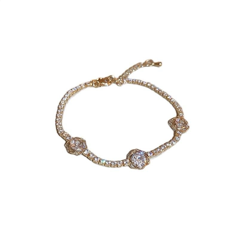 Gold Floral Zircon Bracelet