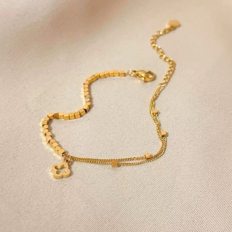 Gold Clover Charm Bracelet