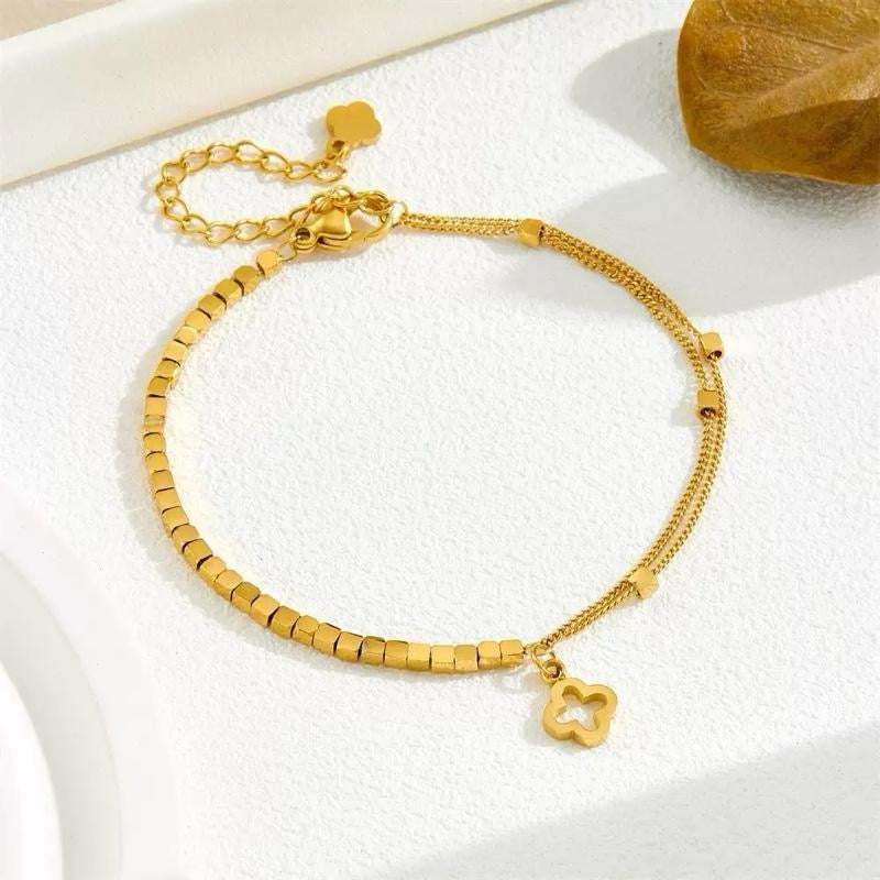 Gold Clover Charm Bracelet