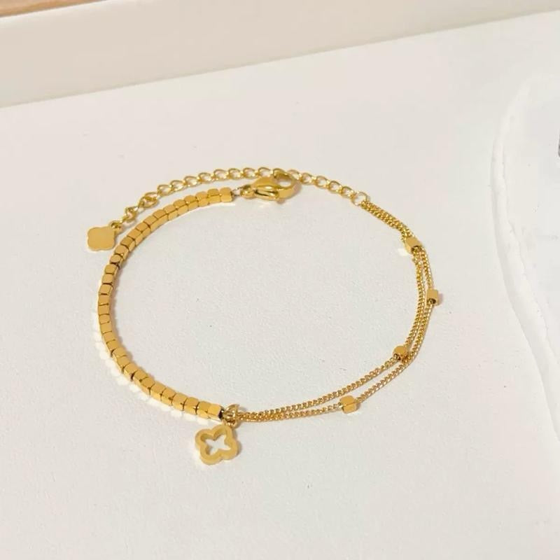 Gold Clover Charm Bracelet