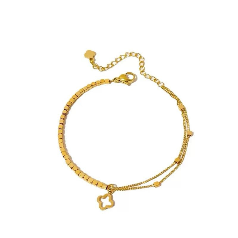 Gold Clover Charm Bracelet