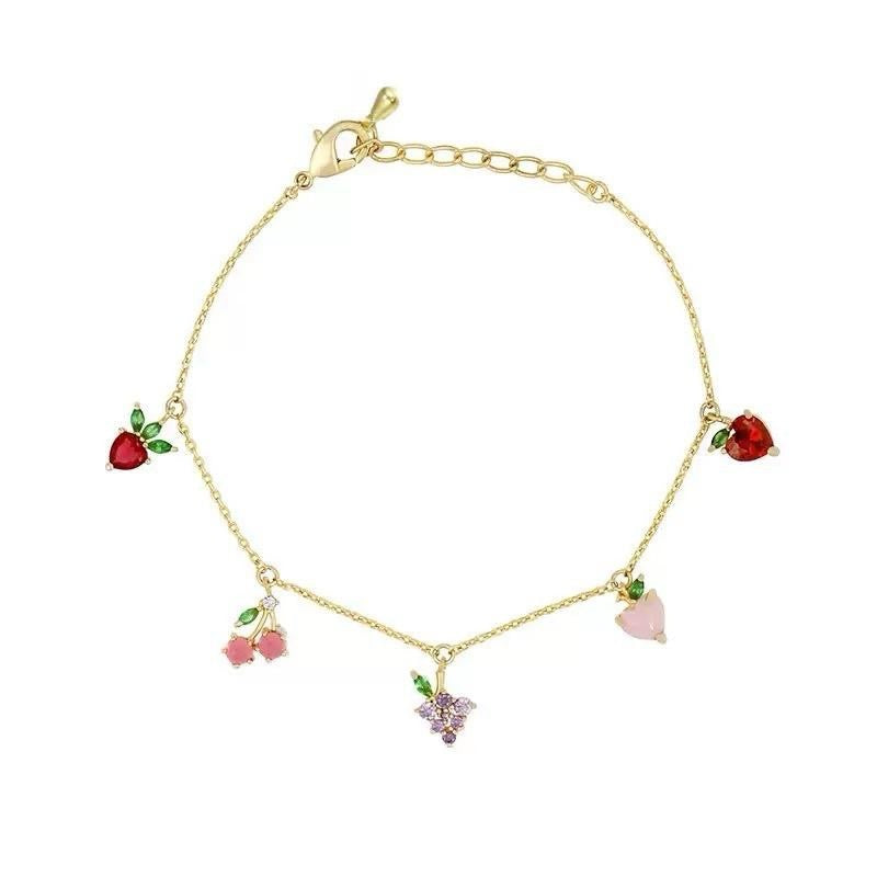 Gold Fruit Charm Bracelet