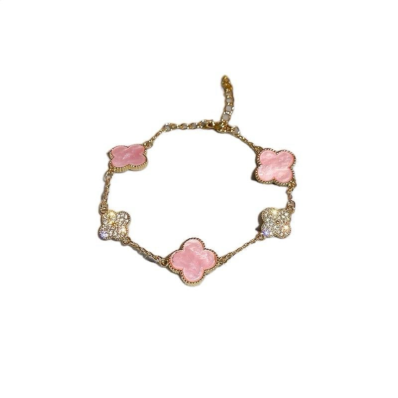 Pink Clover Charm Bracelet