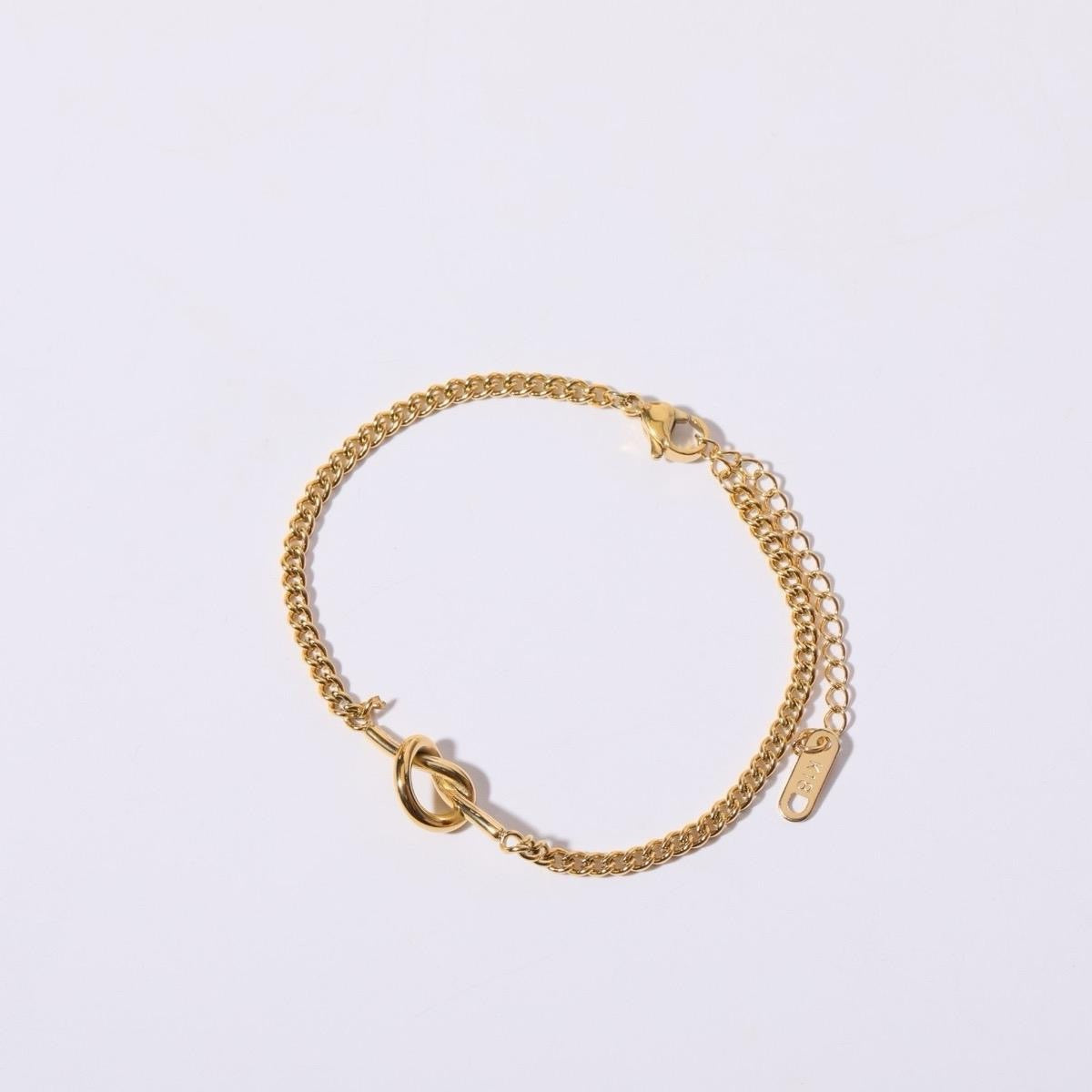 Stainless steel Gold Plated letter initial Knot Bracelet