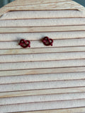 Red Knot Heart stud Earrings