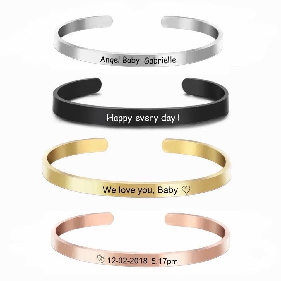 18K Gold Personalized Baby Bangle | Custom Newborn Gift / Engraved jewelry