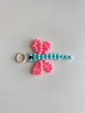 Pink Dragonfly Pony Bead Keychain