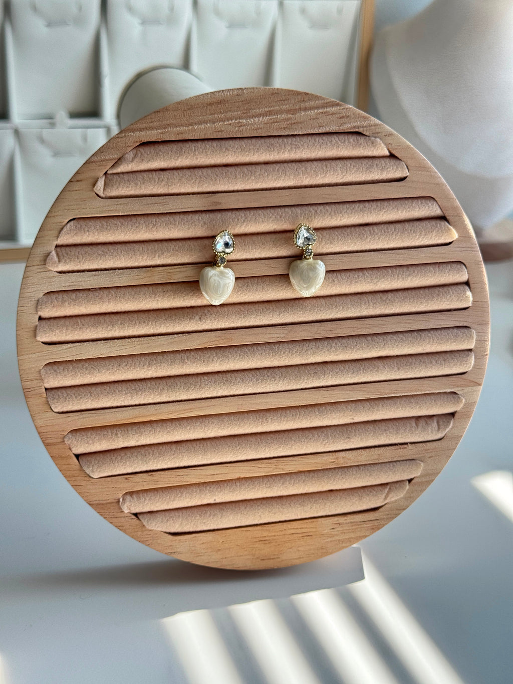 Pearl Heart Drop Earrings