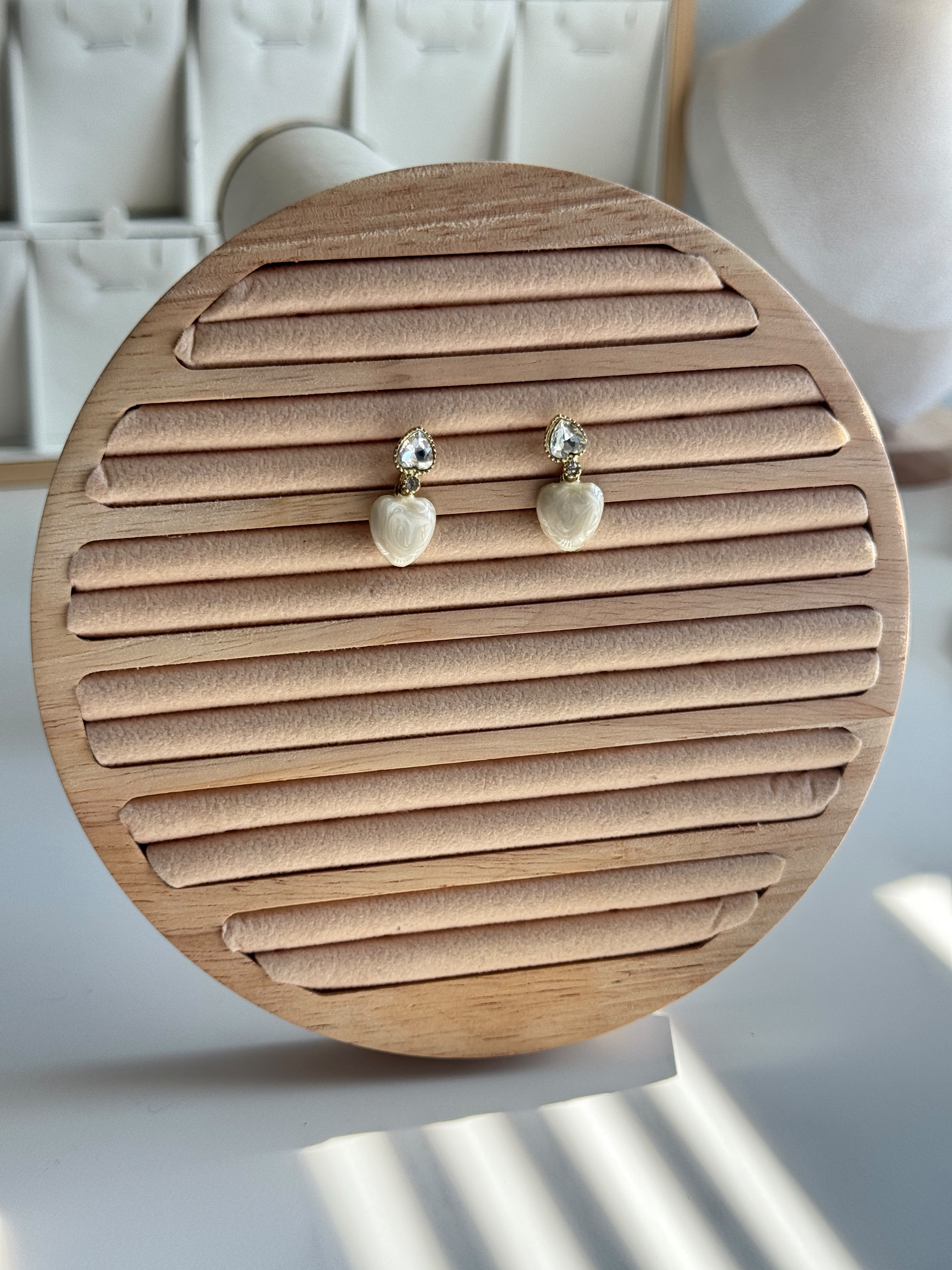 Pearl Heart Drop Earrings