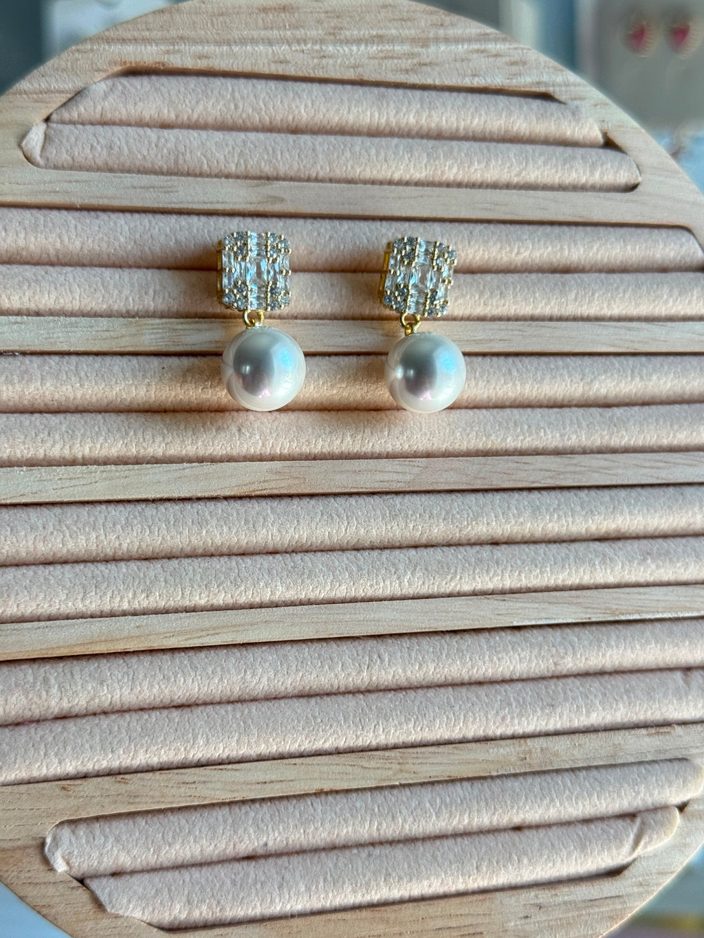 Crystal studded Pearl Drop Earrings