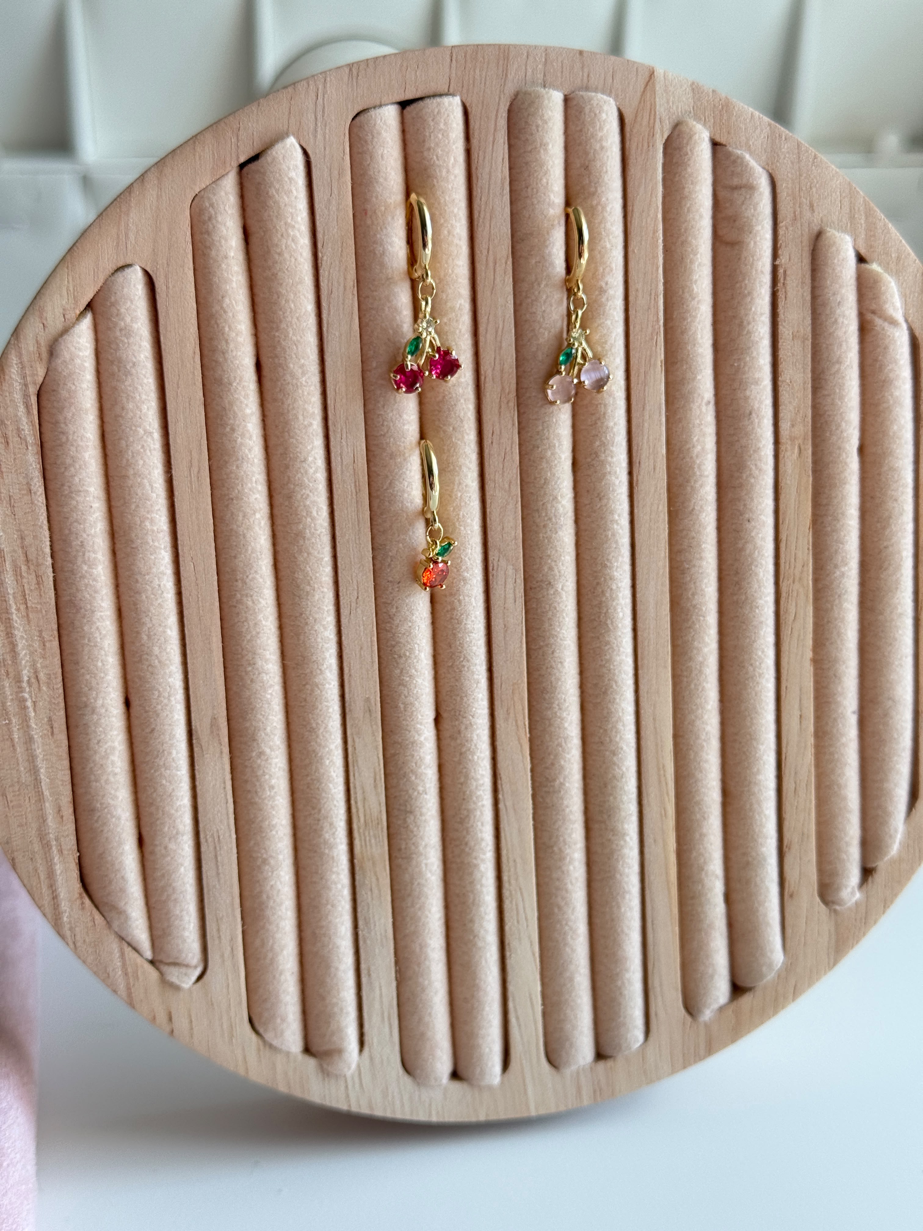 Colorful zircon ear drop,grapes cherry pineapple fruit earrings