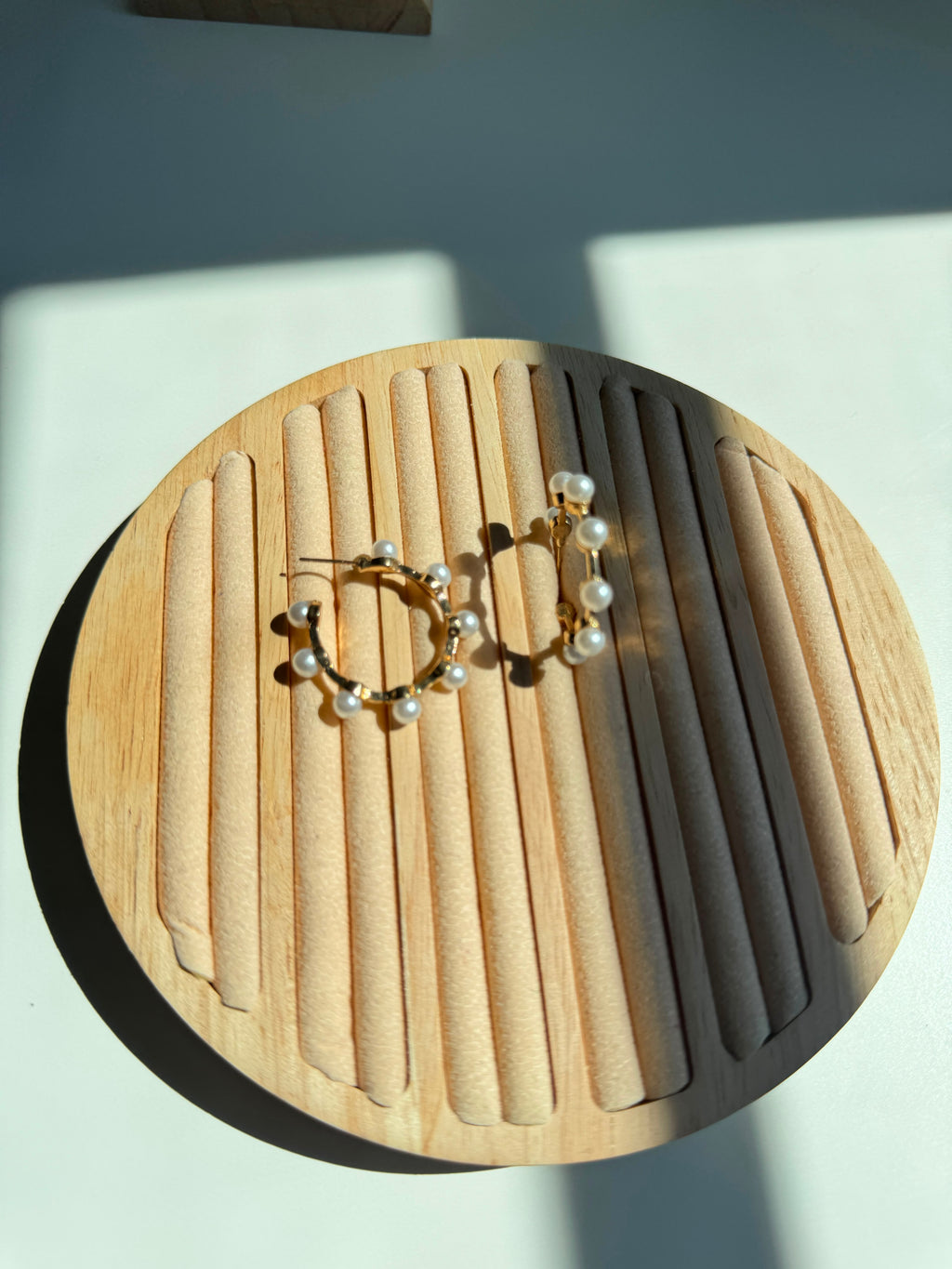 Gold & Pearl cascade Hoop Earrings