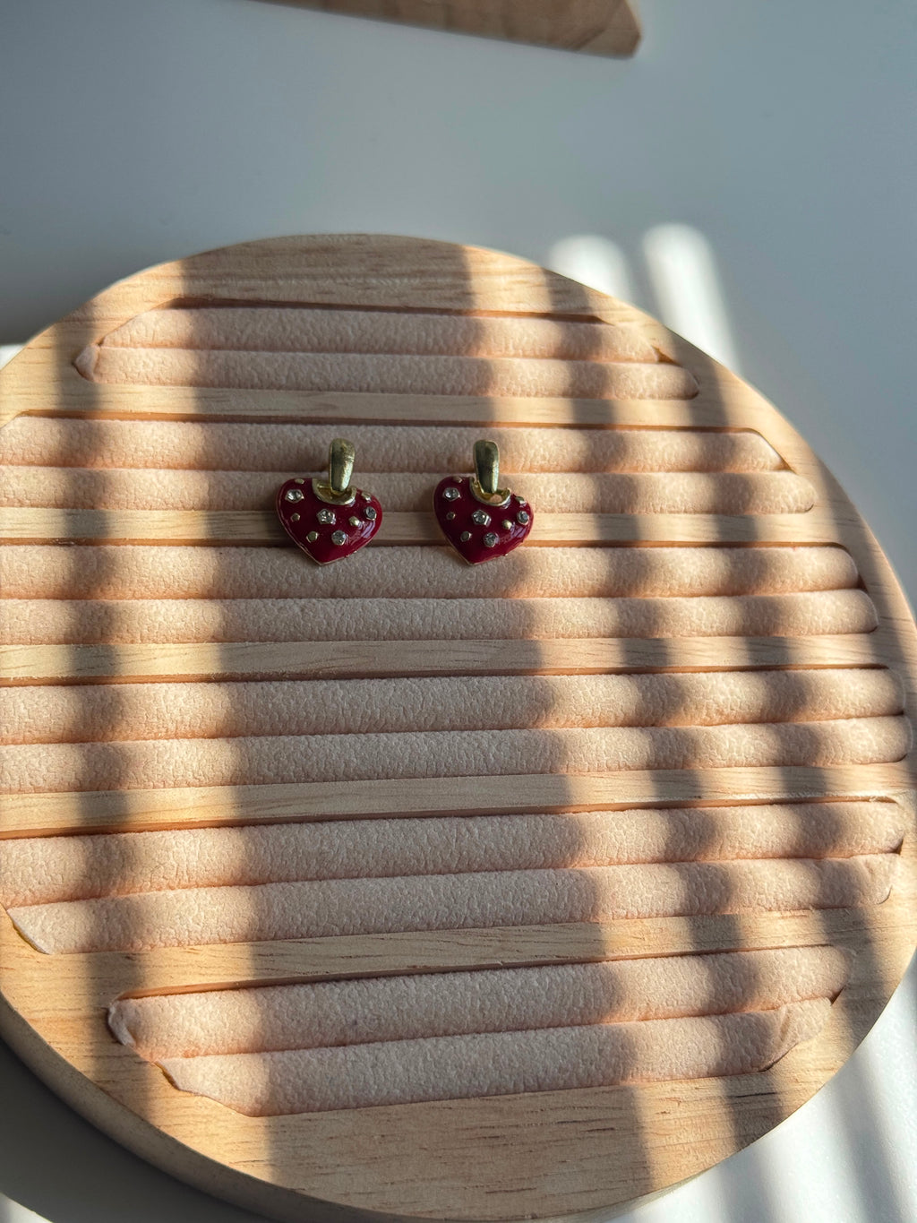 Red Enamel Heart Drop Earrings