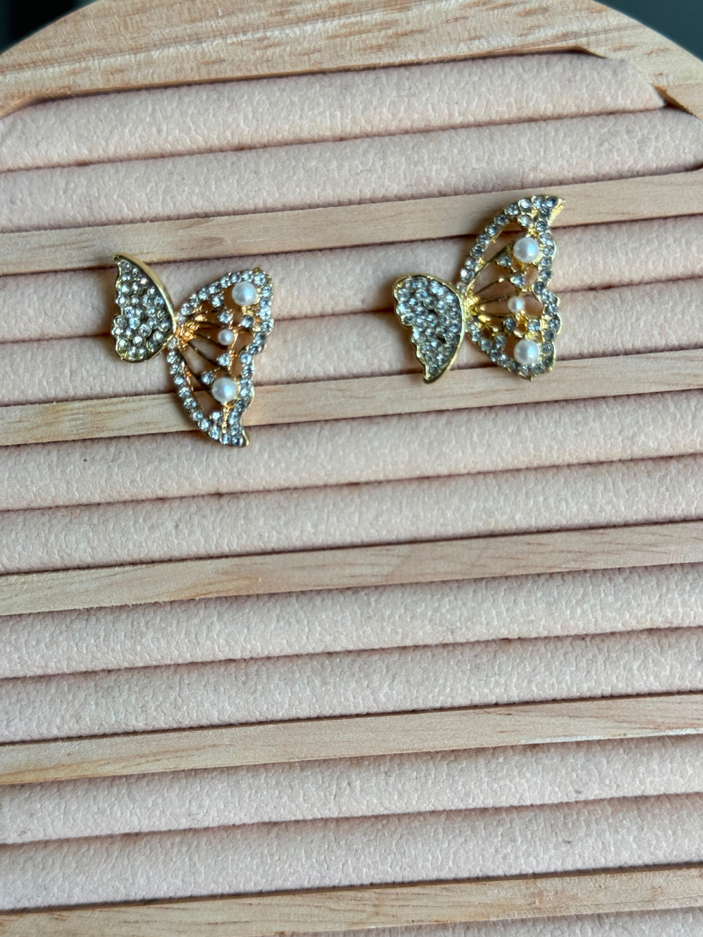 Crystal Butterfly Pearl Earrings