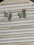 Crystal Butterfly Pearl Earrings