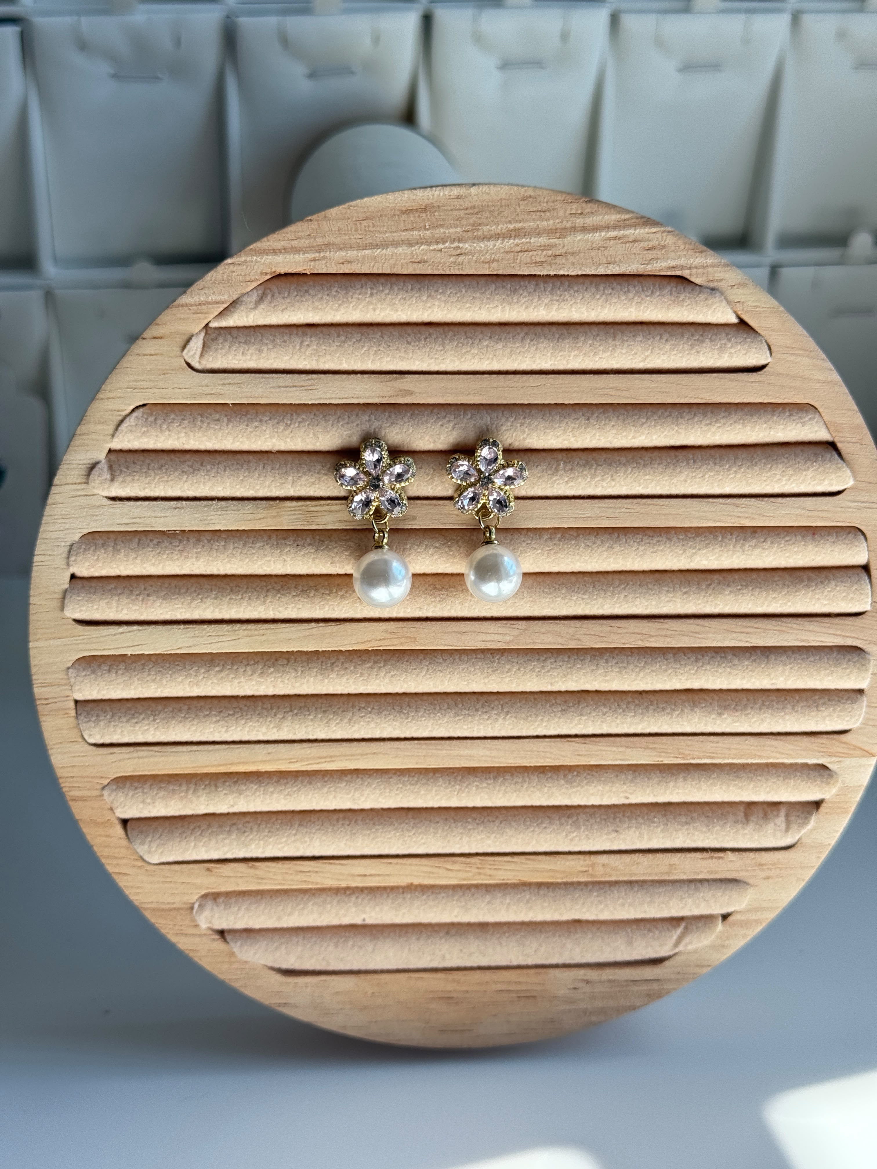 Pink zircon flower Earrings